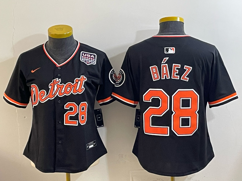 women Detroit Tigers #28 Baez black Nike 2026 MLB Jersey 04140014